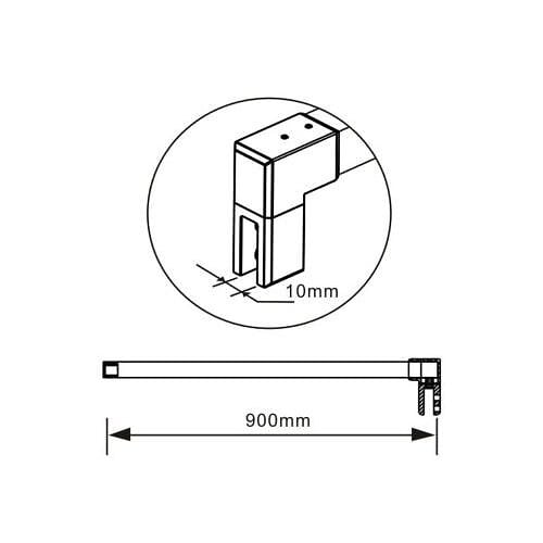 AICA SANITAIRE - AICA barre de stabilisation 90cm pour douche à l'italienne, barre de fixation carrée avec la finition NOIR MAT, la pince tournée - large