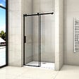 AICA SANITAIRE - AICA porte de douche noire 100x200cm porte de douche coulissante en 8mm verre anticalcaire installation en niche - vignette