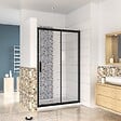 AICA SANITAIRE - AICA porte de douche noire 160x195cm porte de douche avec l'amortisseur porte de douche coulissante en 8mm verre anticalcaire - vignette
