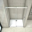 AICA SANITAIRE - Porte de douche coulissante 120x195cm, porte de douche installée en niche, verre de sécurité anticalcaire 8mm, profilé chromé - vignette