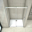 AICA SANITAIRE - Porte de douche coulissante 160x195cm, porte de douche installée en niche, verre de sécurité anticalcaire 8mm, profilé chromé - vignette
