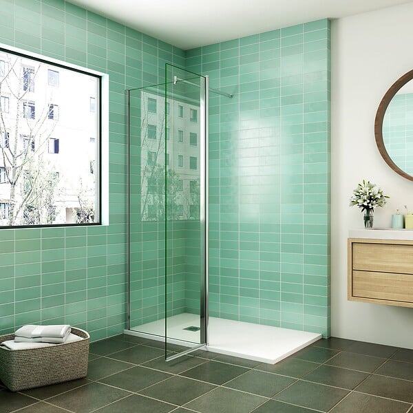 AICA SANITAIRE - AICA paroi de douche 70x200cm avec retour pivotant 50x200cm en 8mm verre securit, paroi de douche à l'italienne avec une barre de fixation 70-120cm en cylindrique - large