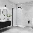 AICA SANITAIRE - AICA paroi de douche noire 100x200cm paroi de douche à l'italienne en 8mm verre anticalcaire avec barre de fixation noire 90cm en carré - vignette