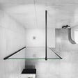 AICA SANITAIRE - AICA paroi de douche noire 100x200cm paroi de douche à l'italienne en 8mm verre anticalcaire avec barre de fixation noire 90cm en carré - vignette