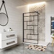 AICA SANITAIRE - Aica Paroi De Douche 140x200cm Paroi De Douche à L'italienne En 8mm Verre Anticalcaire Style Moderne Avec Barre De Fixation Extensible Noire 70-120cm - vignette