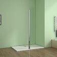 AICA SANITAIRE - Volet pivotant seul 30x200cm pour paroi de douche italienne en verre 8mm, retour pivotant à 180°, verre anticalcaire - vignette