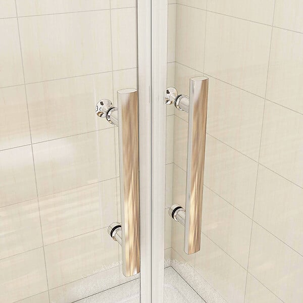 AICA SANITAIRE - Porte de douche battante H.197cm largeur réglable 149 à 154.4cm, porte de douche pivotante à 180° avec 2 éléments fixes en 6mm verre securit anticalcaire - large