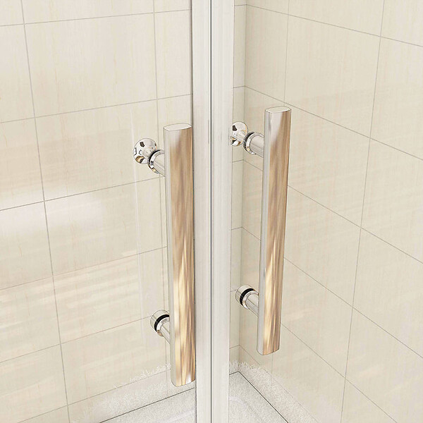 AICA SANITAIRE - Porte de douche battante H.197cm largeur réglable 134 à 139.4cm, porte de douche pivotante à 180° avec 2 éléments fixes en 6mm verre securit anticalcaire - large