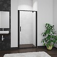 AICA SANITAIRE - AICA porte de douche noire 80x185cm porte de douche pivotante à 180° en 6mm verre de sécurité Installation en niche - vignette