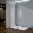 AICA SANITAIRE - Paroi de douche avec retour pivotant 120+40x200cm, charnières, AICA paroi de douche à l'italienne en verre anticalcaire avec barre de fixation 73-120cm en carré - vignette