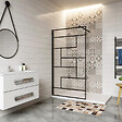 AICA SANITAIRE - Aica Paroi De Douche 100x200cm Paroi De Douche à L'italienne En 8mm Verre Anticalcaire Style Moderne Avec Barre De Fixation Extensible Noire 70-120cm - vignette