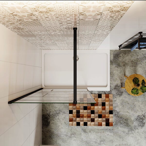 AICA SANITAIRE - AICA paroi de douche 70x200cm paroi de douche à l'italienne en 8mm verre anticalcaire style moderne avec barre de fixation noire 140cm - large