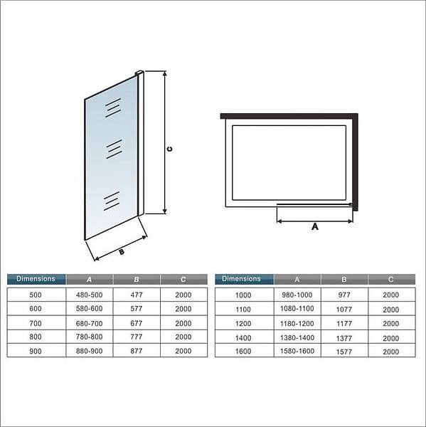 AICA SANITAIRE - AICA paroi de douche 70x200cm paroi de douche à l'italienne en 8mm verre anticalcaire style moderne avec barre de fixation noire 140cm - large