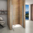 AICA SANITAIRE - Porte de douche battante 90x187cm porte de douche pivotante à 180°, en verre 6mm anticalcaire, installation en niche - vignette