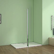 AICA SANITAIRE - Volet pivotant seul 40x200cm pour paroi de douche italienne en verre 8mm, retour pivotant à 180°, verre anticalcaire - vignette