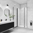 AICA SANITAIRE - Porte de douche pivotante 110x200cm avec un élément fixe Porte de douche noire Hauteur 200cm en 8mm verre anticalcaire - vignette