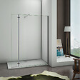 AICA SANITAIRE - Paroi de douche avec retour pivotant 100+40x200cm, charnières, AICA paroi de douche à l'italienne en verre anticalcaire avec barre de fixation cylindrique 70-120cm - vignette