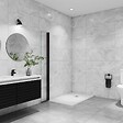 AICA SANITAIRE - Paroi de douche italienne pivotante 45x200cm, AICA paroi de douche retour pivotant mural en verre 8mm anticalcaire, profilé noir mat - vignette