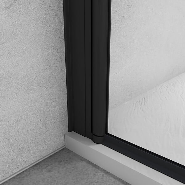 AICA SANITAIRE - Paroi de douche italienne pivotante 45x200cm, AICA paroi de douche retour pivotant mural en verre 8mm anticalcaire, profilé noir mat - large