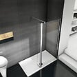 AICA SANITAIRE - Paroi de douche 100+40x200cm avec barre de fixation 140cm en carré, verre 8mm clair de sécurité, AICA paroi de douche à l'italienne avec retour pivotant 40cm - vignette