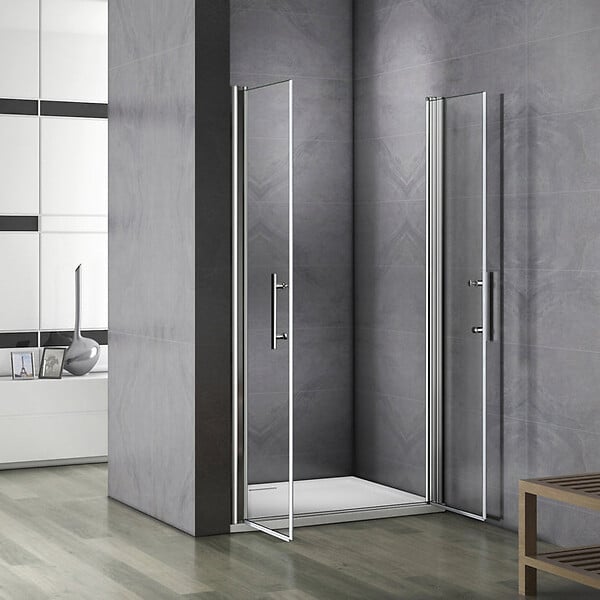 AICA SANITAIRE - Porte de douche battante 75x197cm porte de douche pivotante à 180°, en verre 6mm anticalcaire, installation en niche - large