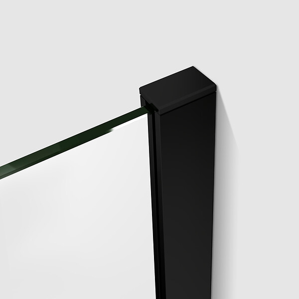 AICA SANITAIRE - Paroi de douche 50x200cm en Noir mat, AICA paroi de douche italienne en verre 8mm anticalcaire, sans barre de fixation - large