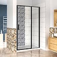 AICA SANITAIRE - AICA porte de douche pivotante 90x185cm porte de douche noire en 6mm verre anticalcaire installation en niche - vignette