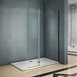 AICA SANITAIRE - Paroi de douche avec retour pivotant 90+40x200cm, charnières, AICA paroi de douche à l'italienne en verre anticalcaire avec barre de fixation d'angle 45cm - vignette