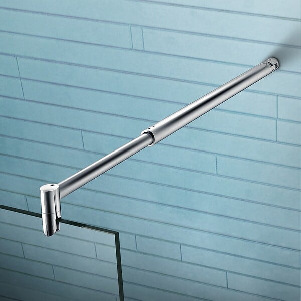 AICA SANITAIRE - Paroi de douche 130x200cm verre 10mm avec barre de fixation 70-120cm en cylindrique, AICA paroi de douche à l'italienne en verre securit anticalcaire - large