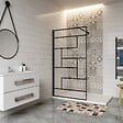 AICA SANITAIRE - Aica Paroi De Douche 100x200cm Paroi De Douche à L'italienne En 8mm Verre Anticalcaire Style Moderne avec barre de fixation extensible noire 73-120cm - vignette