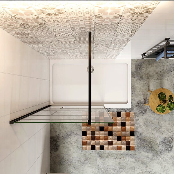 AICA SANITAIRE - AICA paroi de douche 100x200cm paroi de douche à l'italienne en 8mm verre anticalcaire style moderne avec barre de fixation noire carrée 90cm - large