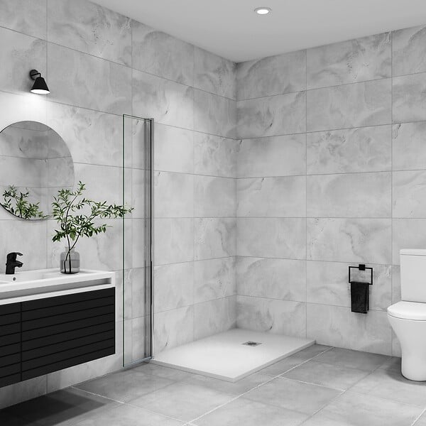 AICA SANITAIRE - Paroi de douche italienne pivotante 55x200cm, AICA paroi de douche retour pivotant mural en verre 6mm anticalcaire, profilé chromé - large
