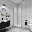 AICA SANITAIRE - AICA porte de douche battante 110x180cm profilé blanc en 5mm verre anticalcaire porte de douche Hauteur 180cm Installation en niche - vignette