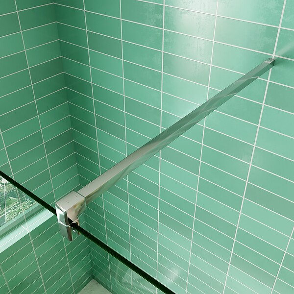 AICA SANITAIRE - AICA paroi de douche 70x200cm avec retour pivotant 50x200cm en 8mm verre securit, paroi de douche à l'italienne avec une barre de fixation carrée 90cm - large