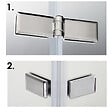 AICA SANITAIRE - Paroi de douche avec retour pivotant 120+40x200cm, charnières, AICA paroi de douche à l'italienne en verre anticalcaire avec barre de fixation 90cm en carré - vignette