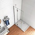AICA SANITAIRE - AICA Paroi de douche pivotante 97cm en verre anticalcaire paroi de douche hauteur 190cm, porte-serviette - vignette