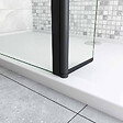 AICA SANITAIRE - Paroi de douche 60+30x200cm avec barre de fixation 73-120cm en carré, AICA paroi de douche à l'italienne avec retour pivotant 30cm en 8mm verre anticalcaire, profilé noir mat - vignette