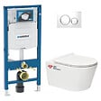 GEBERIT - Pack WC bâti-support Geberit + WC sans bride Swiss Aqua Technologies + Abattant SoftClose + Plaque chrome (GebBrevis-C) - vignette