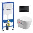 GEBERIT - Pack WC Bati-support Geberit + WC Swiss Aqua Technologies Infinitio sans bride + plaque Delta 50 noir mat - vignette
