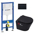 GEBERIT - Pack WC Bati-support Geberit + WC sans bride Swiss Aqua Technologies + Abattant frein de chute + plaque Delta 50 noire mat - vignette