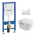 GEBERIT - Pack WC Bati-support Geberit Duofix + WC Lucco Avva sans bride + Abattant softclose + Plaque blanche (AvvaGeb1) - vignette