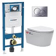 GEBERIT - Pack WC bâti-support Geberit + WC sans bride Swiss Aqua Technologies + abattant SoftClose + plaque chrome (GebSATrimless-N) - vignette