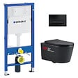 GEBERIT - Pack WC Bati-support Geberit + WC Swiss Aqua Technologies sans bride + abattant SoftClose + plaque noire mat (BLSATGEB10SP) - vignette