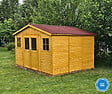 TIMBELA - Abri de jardin en bois H246x418x320 cm/12 m² AVEC PLANCHER IMPRÉGNÉ - M331+M331G - vignette