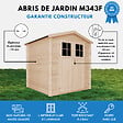 TIMBELA - Abri de jardin en bois AVEC SOL TRAITÉ - I216xL206xH218 cm/3.53 m2 - porte verrouillable de haute qualité - M343F+M343G - vignette
