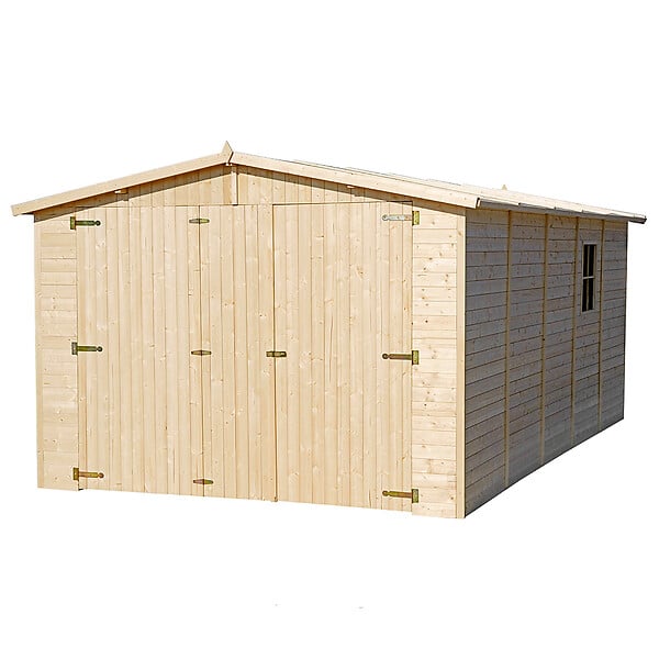 TIMBELA - TIMBELA M101 - GARAGE en Bois Naturel - H222xL516xl324 cm /15 m² - large