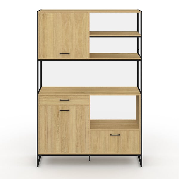 ID MARKET - Buffet de cuisine 120 CM DETROIT meuble 3 portes + 1 tiroir design industriel - large
