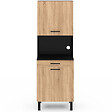 ID MARKET - Buffet de cuisine 60 CM CINA 2 portes + tiroir noir et façon hêtre - vignette