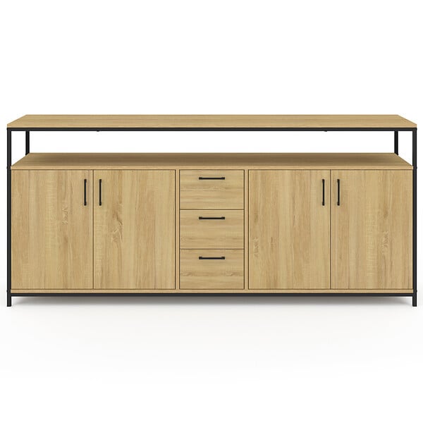 ID MARKET - Buffet 180 cm DETROIT XXL 4 portes et tiroirs design industriel - large