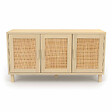ID MARKET - Buffet bas vintage 113 cm ELIN 3 portes effet naturel cannage - vignette